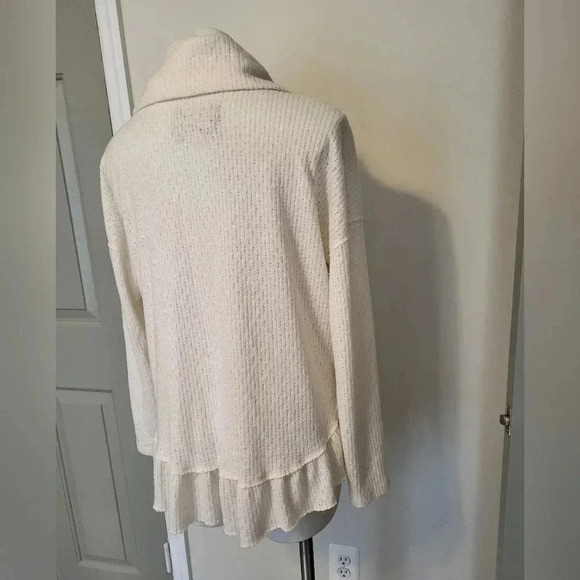 Maeve by Anthropologie Cowl Neck Addie Ruffled Hacci Pullover Ivory/Cream Top(M) - Picture 9 of 12